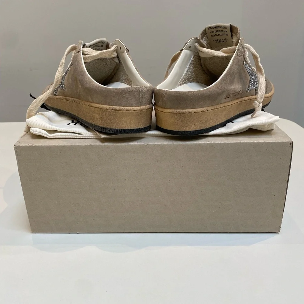 Golden Goose Ball Star Sabot Sneaker Taupe Suede/Silver Glitter sz 37 New in Box - Picture 6 of 11